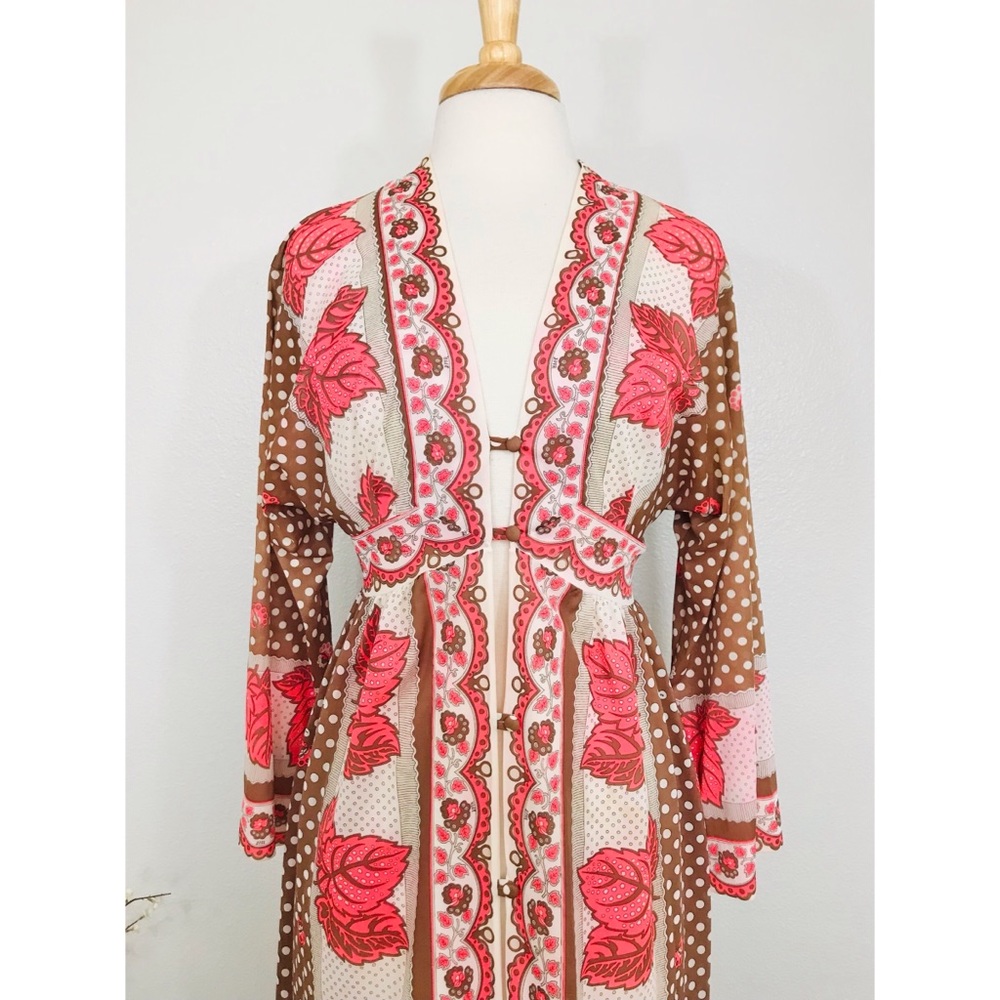 Emilio Pucci Brown and Pink Floral Long Robe - Picture 6 of 14